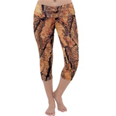 Bark Texture Wood Large Rough Red Wood Outside California Capri Yoga Leggings by Ket1n9