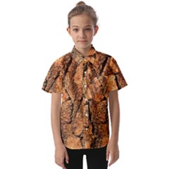 Bark Texture Wood Large Rough Red Wood Outside California Kids  Short Sleeve Shirt by Ket1n9