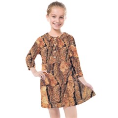 Bark Texture Wood Large Rough Red Wood Outside California Kids  Quarter Sleeve Shirt Dress by Ket1n9