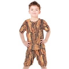 Bark Texture Wood Large Rough Red Wood Outside California Kids  T-shirt And Shorts Set by Ket1n9