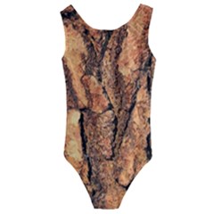 Bark Texture Wood Large Rough Red Wood Outside California Kids  Cut-out Back One Piece Swimsuit by Ket1n9