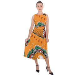 Seamless-pattern-with-taco Midi Tie-back Chiffon Dress by Ket1n9