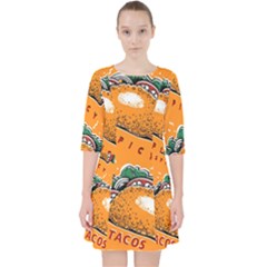 Seamless-pattern-with-taco Quarter Sleeve Pocket Dress by Ket1n9