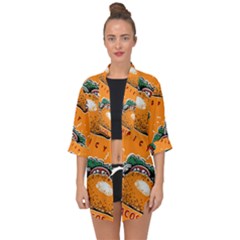 Seamless-pattern-with-taco Open Front Chiffon Kimono by Ket1n9