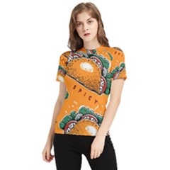 Seamless-pattern-with-taco Women s Short Sleeve Rash Guard by Ket1n9