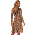 Bark Texture Wood Large Rough Red Wood Outside California Long Sleeve Shirt Collar A-Line Dress View3