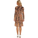 Bark Texture Wood Large Rough Red Wood Outside California Long Sleeve Shirt Collar A-Line Dress View4