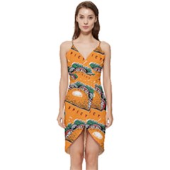 Seamless-pattern-with-taco Wrap Frill Dress by Ket1n9