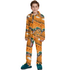 Seamless-pattern-with-taco Kids  Long Sleeve Velvet Pajamas Set