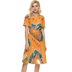 Seamless-pattern-with-taco Button Top Knee Length Dress by Ket1n9