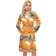 Seamless-pattern-with-taco Long Sleeve Velvet Robe by Ket1n9