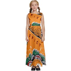 Seamless-pattern-with-taco Kids  Satin Sleeveless Maxi Dress by Ket1n9