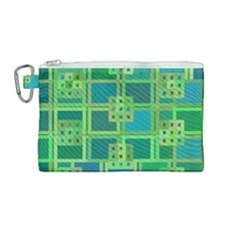 Green-abstract-geometric Canvas Cosmetic Bag (medium) by Ket1n9