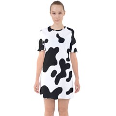 Cow Pattern Sixties Short Sleeve Mini Dress by Ket1n9