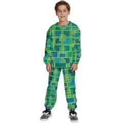 Green-abstract-geometric Kids  Sweatshirt Set by Ket1n9