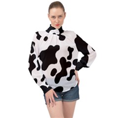 Cow Pattern High Neck Long Sleeve Chiffon Top by Ket1n9