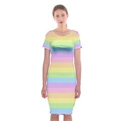 Cute Pastel Rainbow Stripes Classic Short Sleeve Midi Dress by Ket1n9