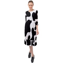 Cow Pattern Ruffle End Midi Chiffon Dress by Ket1n9