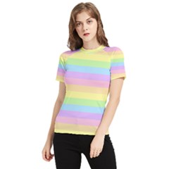 Cute Pastel Rainbow Stripes Women s Short Sleeve Rash Guard by Ket1n9