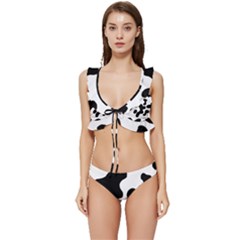 Cow Pattern Low Cut Ruffle Edge Bikini Set by Ket1n9