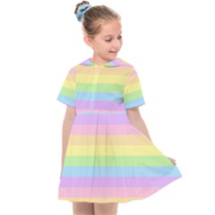 Cute Pastel Rainbow Stripes Kids  Sailor Dress by Ket1n9