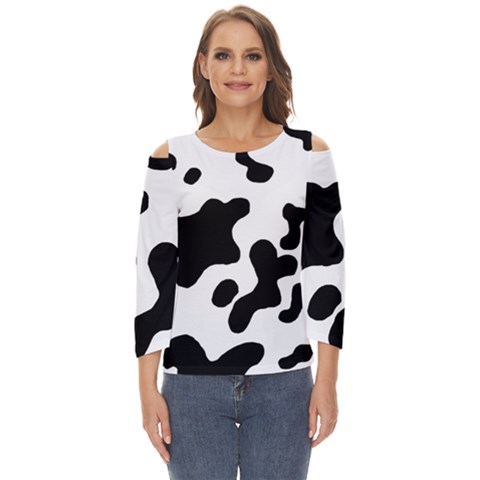 Cow Pattern Cut Out Wide Sleeve Top by Ket1n9