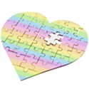 Cute Pastel Rainbow Stripes Wooden Puzzle Heart View2