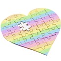 Cute Pastel Rainbow Stripes Wooden Puzzle Heart View3