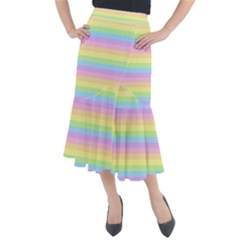 Cute Pastel Rainbow Stripes Midi Mermaid Skirt by Ket1n9