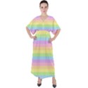 Cute Pastel Rainbow Stripes V-Neck Boho Style Maxi Dress View1