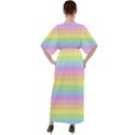 Cute Pastel Rainbow Stripes V-Neck Boho Style Maxi Dress View2