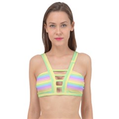 Cute Pastel Rainbow Stripes Cage Up Bikini Top by Ket1n9