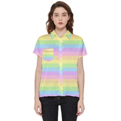 Cute Pastel Rainbow Stripes Short Sleeve Pocket Shirt by Ket1n9