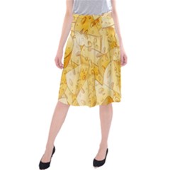 Cheese-slices-seamless-pattern-cartoon-style Midi Beach Skirt by Ket1n9