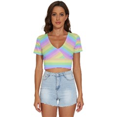 Cute Pastel Rainbow Stripes V-neck Crop Top by Ket1n9