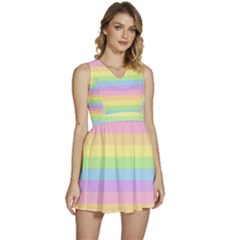 Cute Pastel Rainbow Stripes Sleeveless High Waist Mini Dress by Ket1n9