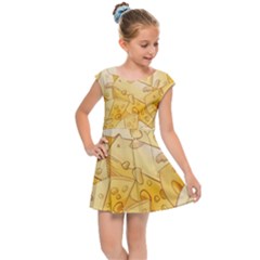 Cheese-slices-seamless-pattern-cartoon-style Kids  Cap Sleeve Dress by Ket1n9