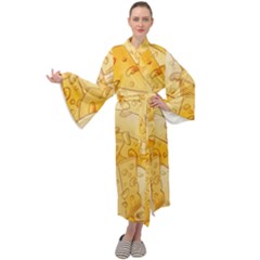 Cheese-slices-seamless-pattern-cartoon-style Maxi Velvet Kimono by Ket1n9