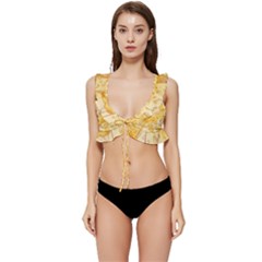 Cheese-slices-seamless-pattern-cartoon-style Low Cut Ruffle Edge Bikini Top by Ket1n9