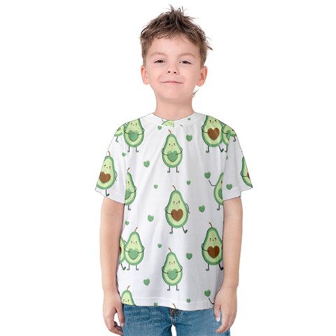 Cute-seamless-pattern-with-avocado-lovers Kids  Cotton T-shirt by Ket1n9