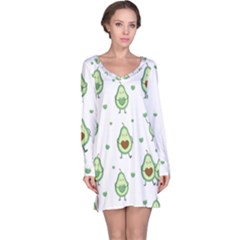 Cute-seamless-pattern-with-avocado-lovers Long Sleeve Nightdress by Ket1n9