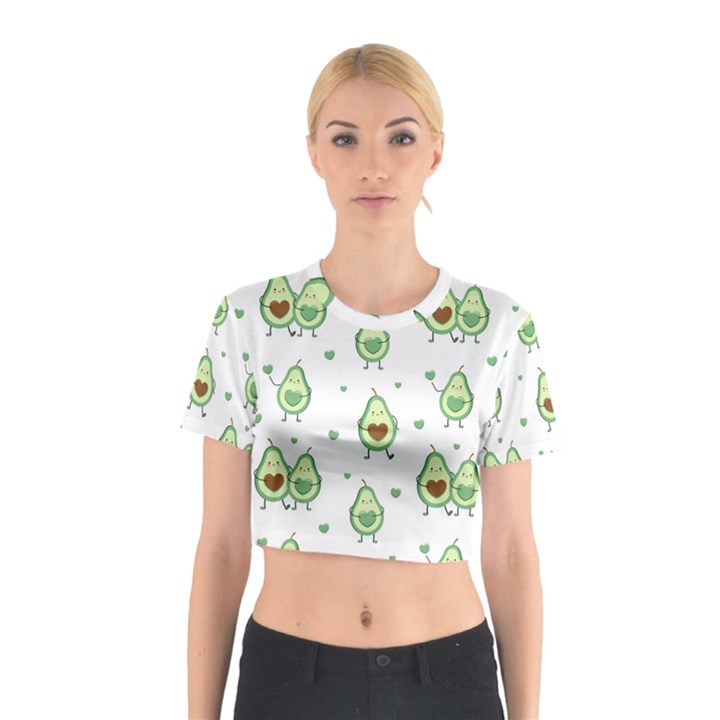 Cute-seamless-pattern-with-avocado-lovers Cotton Crop Top