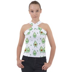 Cute-seamless-pattern-with-avocado-lovers Cross Neck Velour Top by Ket1n9