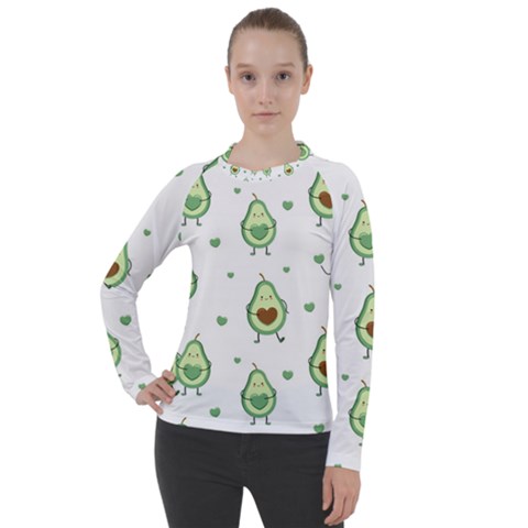 Cute-seamless-pattern-with-avocado-lovers Women s Pique Long Sleeve T-shirt by Ket1n9