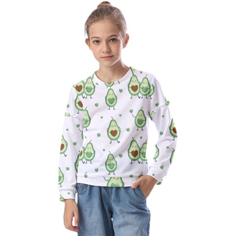 Cute-seamless-pattern-with-avocado-lovers Kids  Long Sleeve T-shirt With Frill  by Ket1n9