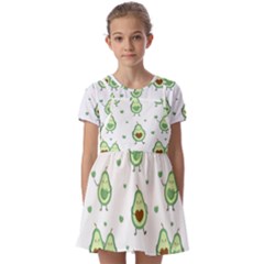 Cute-seamless-pattern-with-avocado-lovers Kids  Short Sleeve Pinafore Style Dress by Ket1n9