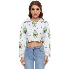 Cute-seamless-pattern-with-avocado-lovers Women s Lightweight Cropped Hoodie by Ket1n9