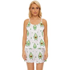 Cute-seamless-pattern-with-avocado-lovers Satin Pajama Short Set by Ket1n9