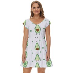 Cute-seamless-pattern-with-avocado-lovers Short Sleeve Tiered Mini Dress by Ket1n9