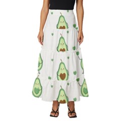 Cute-seamless-pattern-with-avocado-lovers Tiered Ruffle Maxi Skirt by Ket1n9